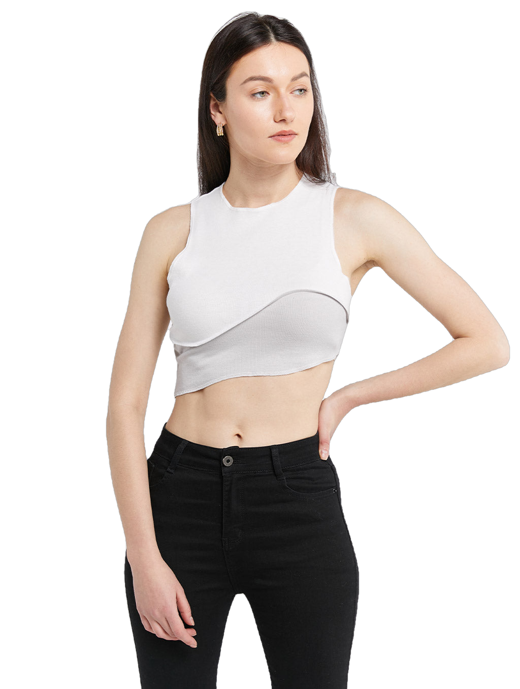 Two-Tone Sleeveless Crop Top-Heer Decor-S-White-Urbanheer