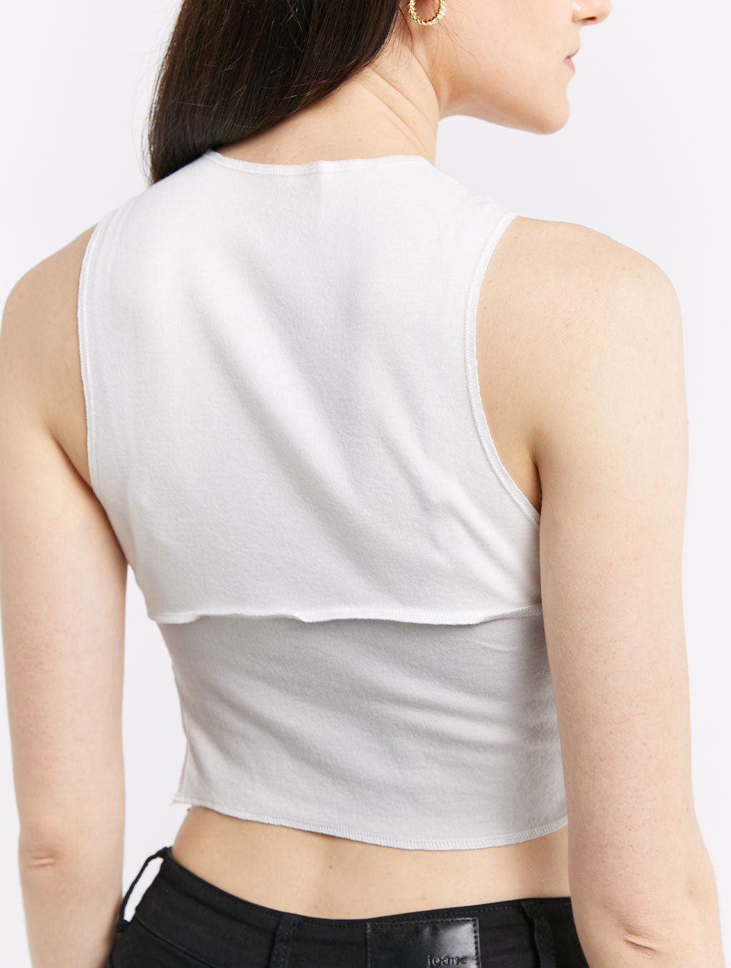 Two-Tone Sleeveless Crop Top-Heer Decor-S-White-Urbanheer