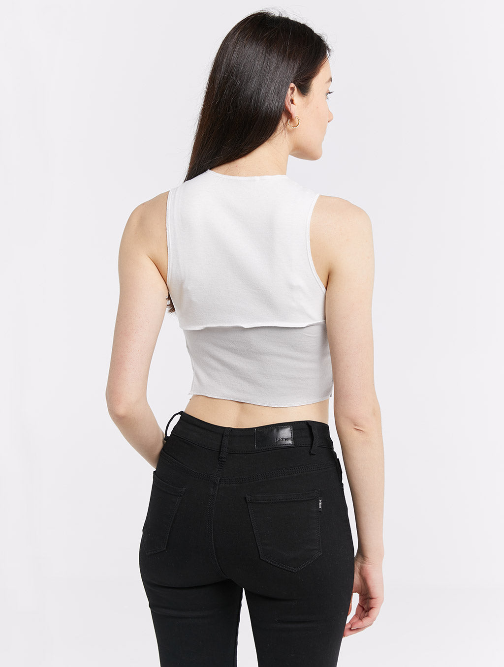 Two-Tone Sleeveless Crop Top-Heer Decor-S-White-Urbanheer