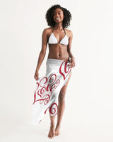 Uniquely You Sheer Sarong Swimsuit Cover Up Wrap / White and Red Abstract