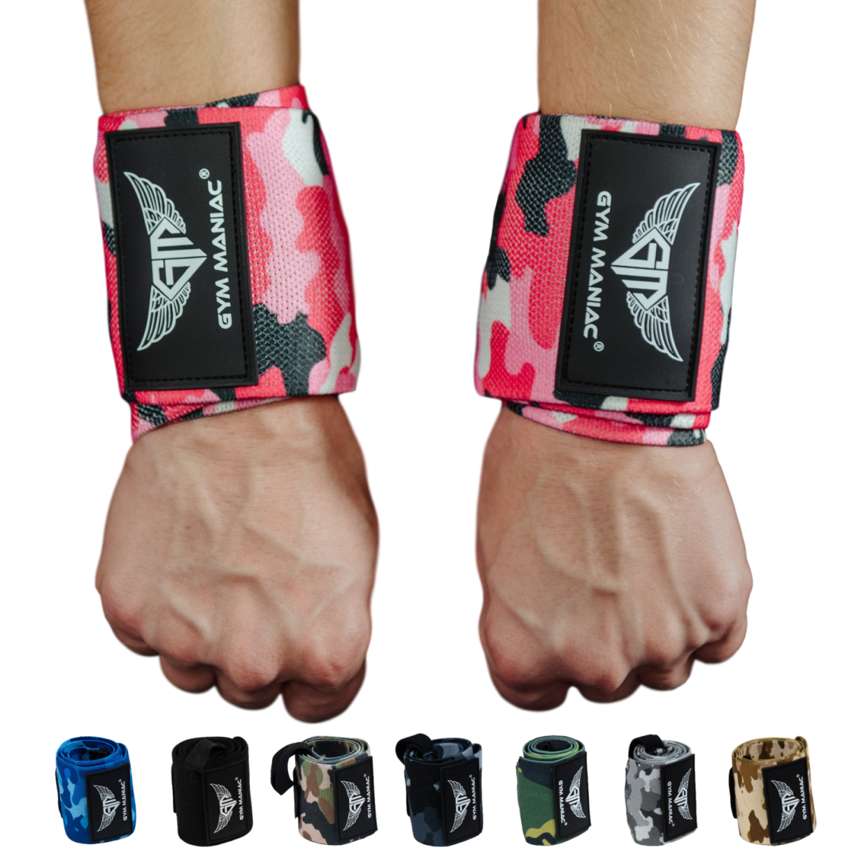 Gym Maniac Gm Weightlifting Wrist Wraps - Pink Camo-Gym Maniac GM s.r.o.-Urbanheer