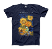 Van Gogh Five Sunflowers 1888, Artwork T-Shirt-Art-O-Rama Shop-Men (Unisex)-Navy-S-Urbanheer