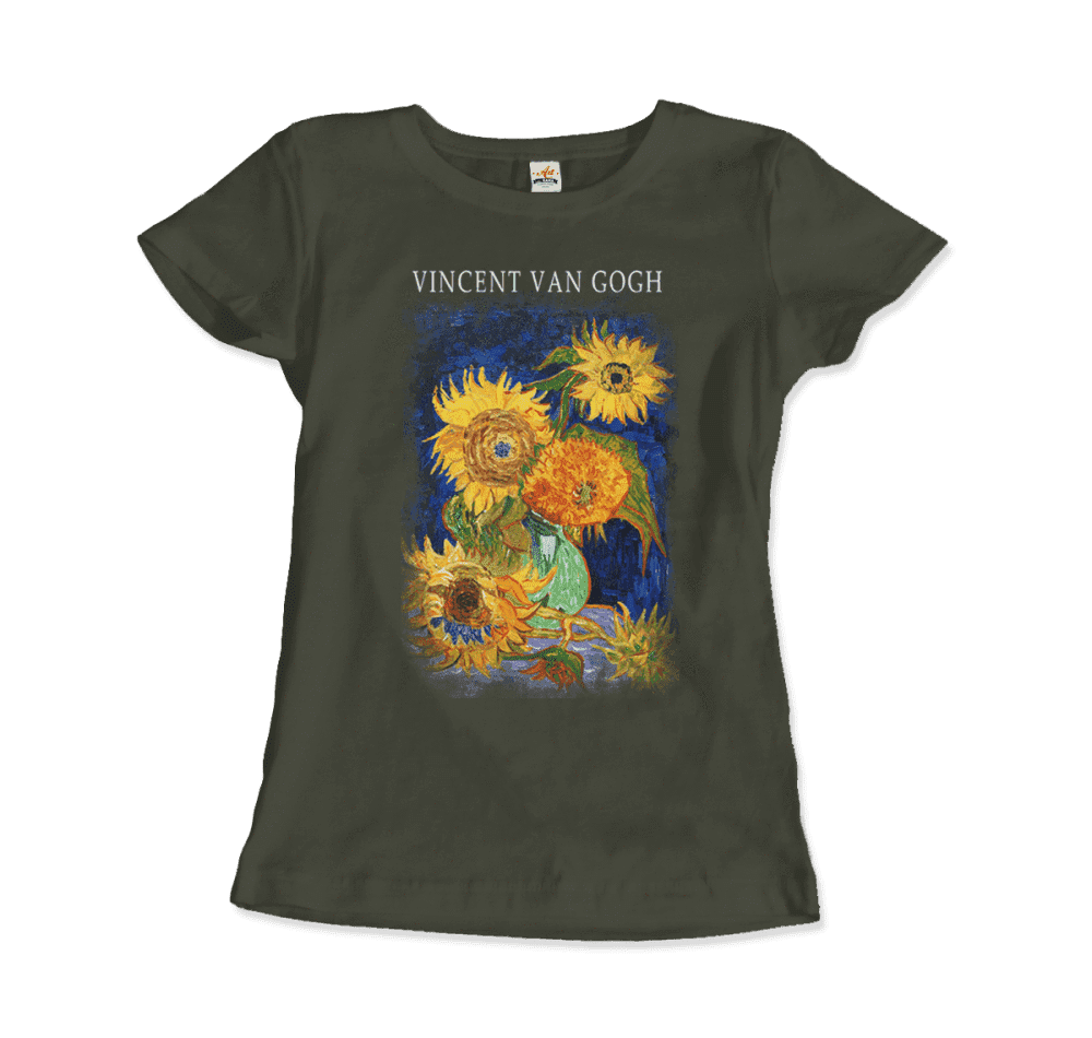 Van Gogh Five Sunflowers 1888, Artwork T-Shirt-Art-O-Rama Shop-Women (Fitted)-Royal Blue-S-Urbanheer