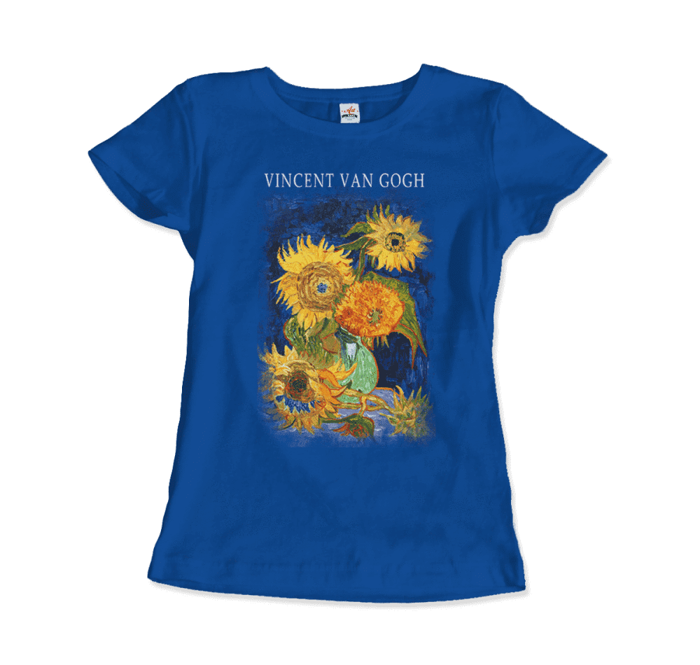 Van Gogh Five Sunflowers 1888, Artwork T-Shirt-Art-O-Rama Shop-Men (Unisex)-Navy-S-Urbanheer