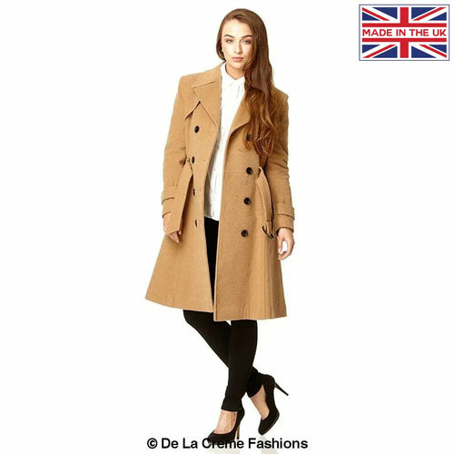 Wool Blend Double Breasted Coat (1201)-Rose Eleusis-UK 10/EU 38/US 6-Camel-Urbanheer