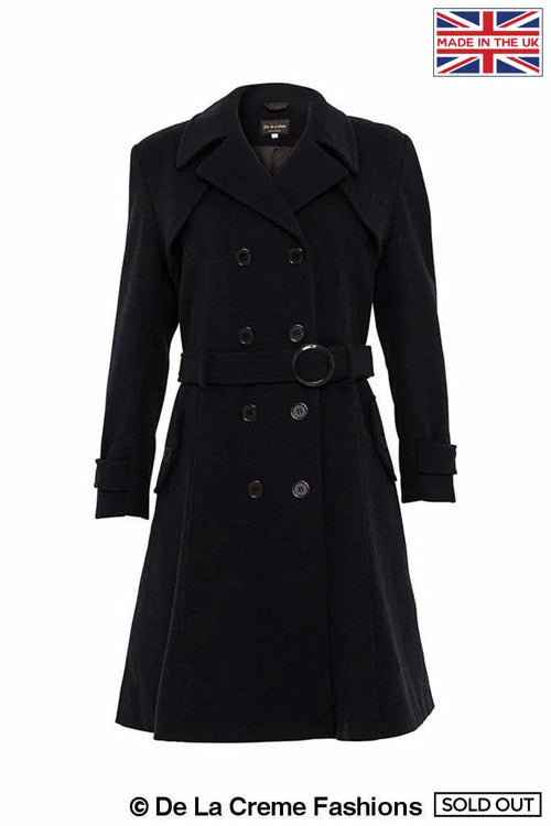 Wool Blend Double Breasted Coat (1201)-Rose Eleusis-UK 10/EU 38/US 6-Navy-Urbanheer