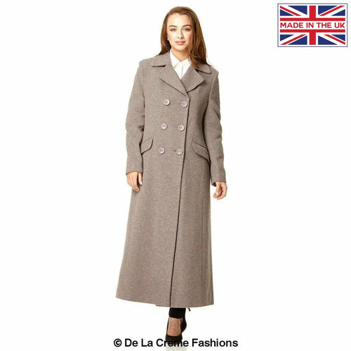 Wool Blend Double Breasted Long Coat-Rose Eleusis-UK 10/EU 38/US 6-Silver-Urbanheer