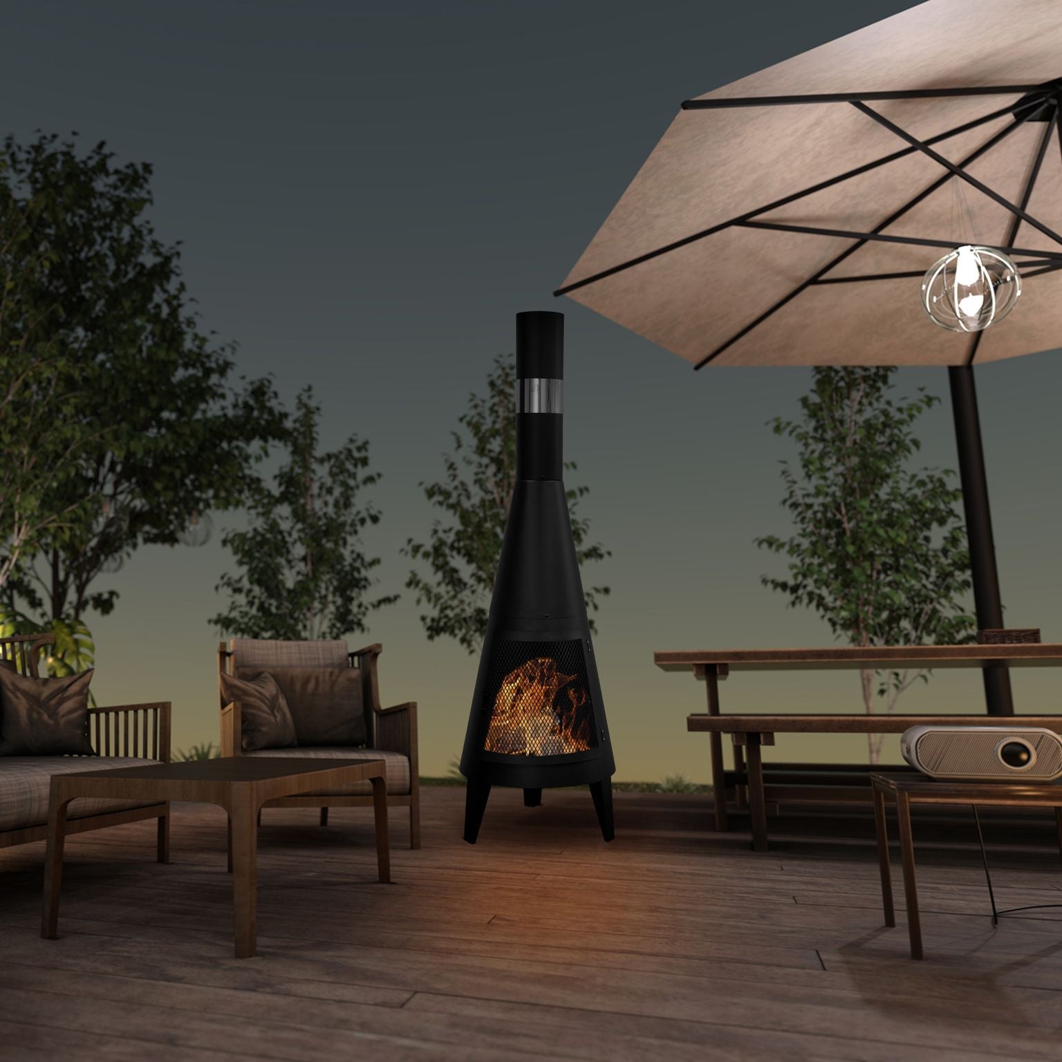 Outdoor Chiminea Fireplace Iron Fire Pit-lampdepot-Urbanheer